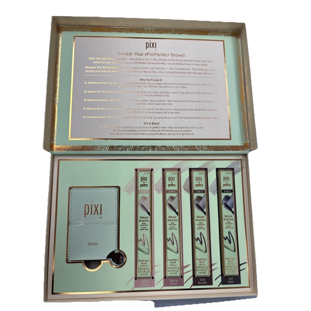 Pixi By Petra 2-in-1 Natural Brow Duo Pencil & Gel 4 Pieces + Gift